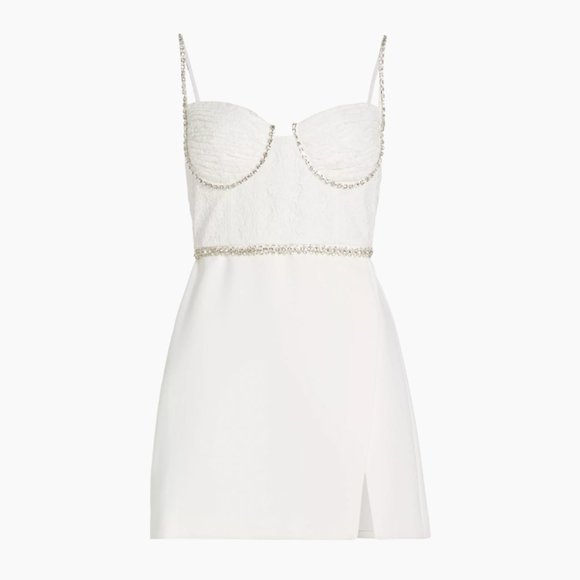 Embellished Molded White Minidress